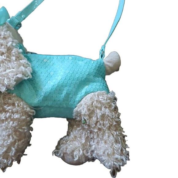 Poochie and Co Purse Poodle Blond Turquoise Zip with Strap - Picture 3 of 5